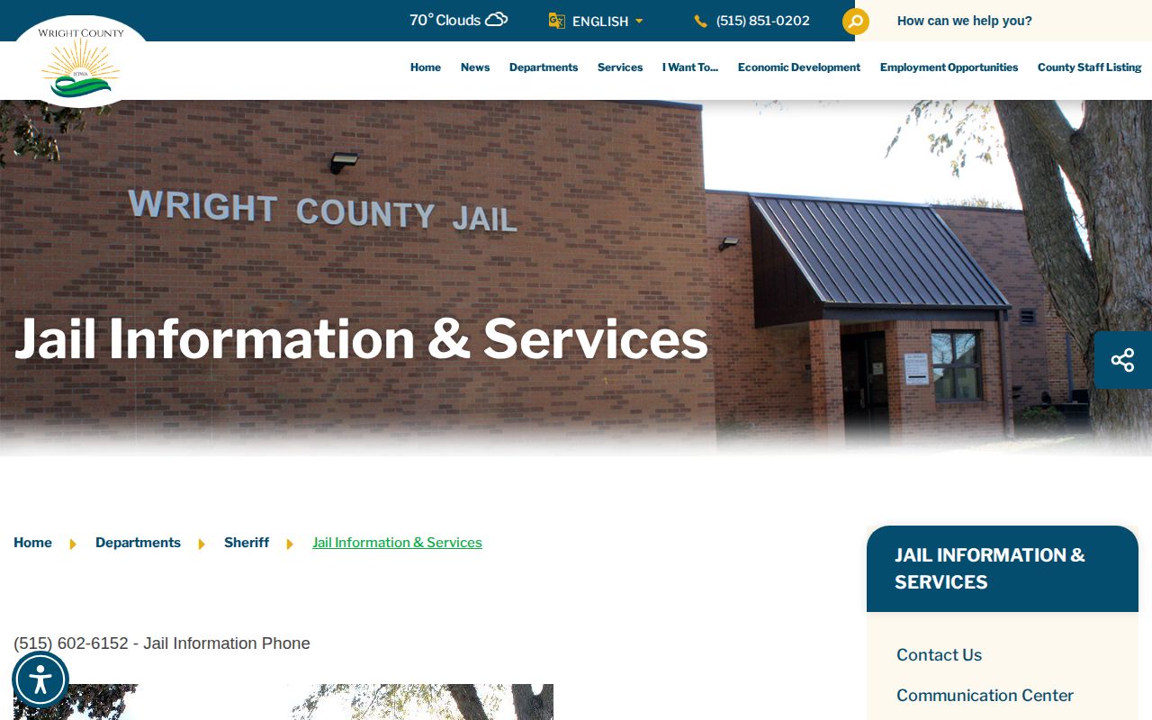 Wright County Jail information for same-day arrest inquiries