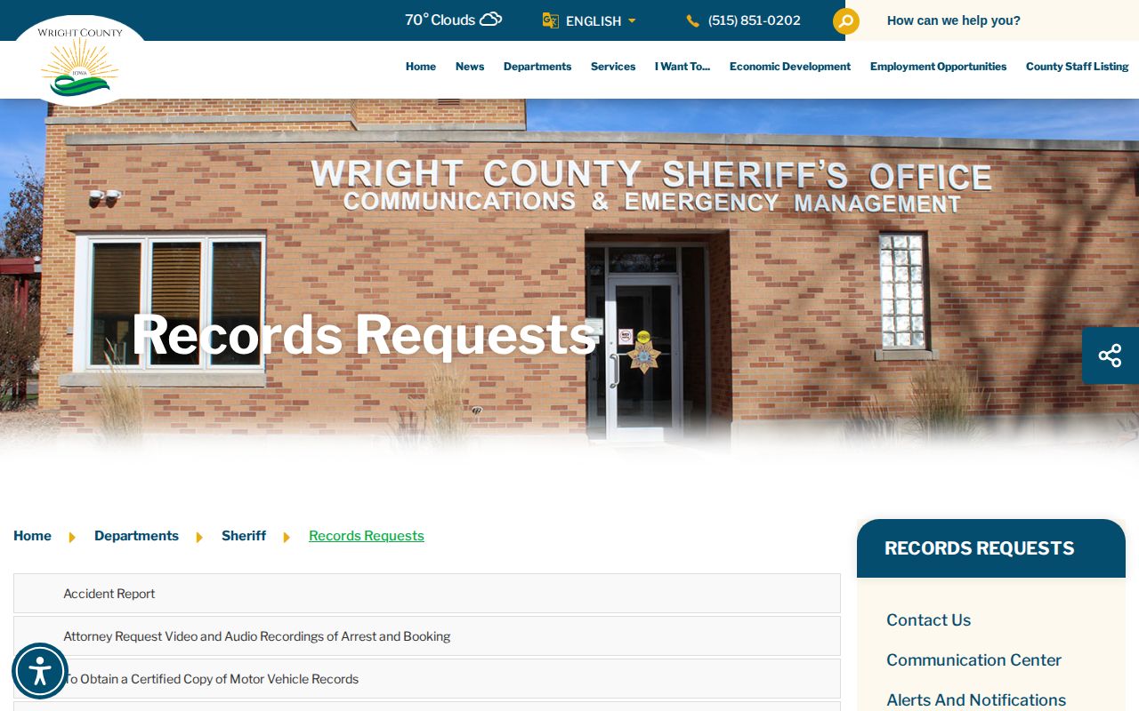 Wright County Sheriff public records forms and arrest media fees