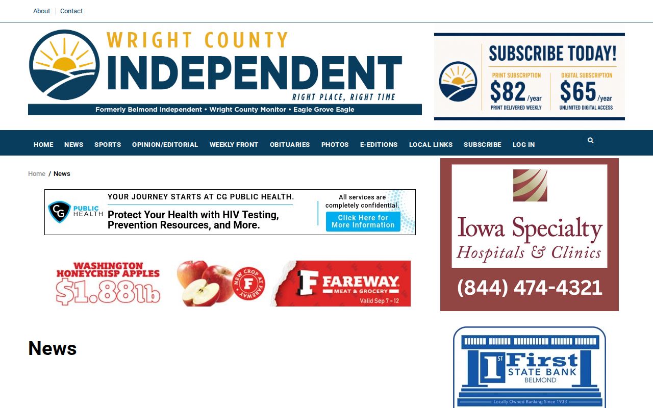 Wright County Independent news page used as a secondary arrest reporting source